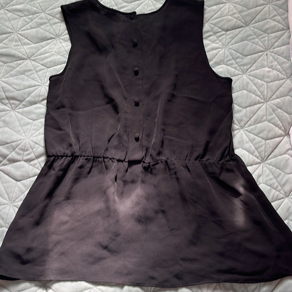 Theory 100% Silk Button Down Back Cinched Waist Blouse